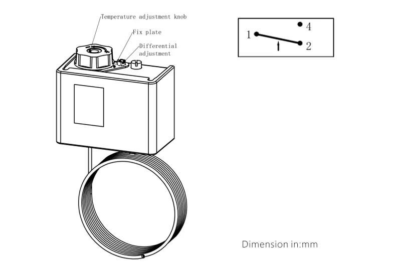 Dimension of Temperature Control Switch LF55T Dimension of Temperature Control Switch LF55T